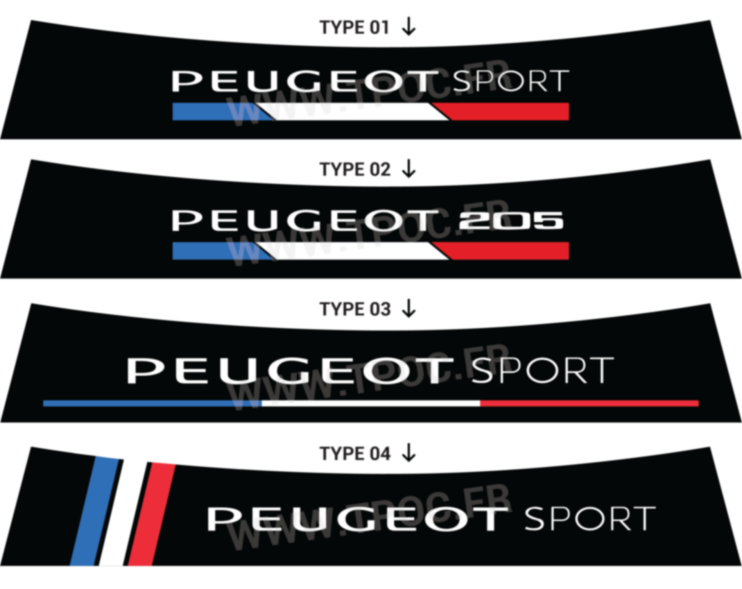 Bandeau pare-soleil Peugeot 205 patriote bleu blanc rouge france