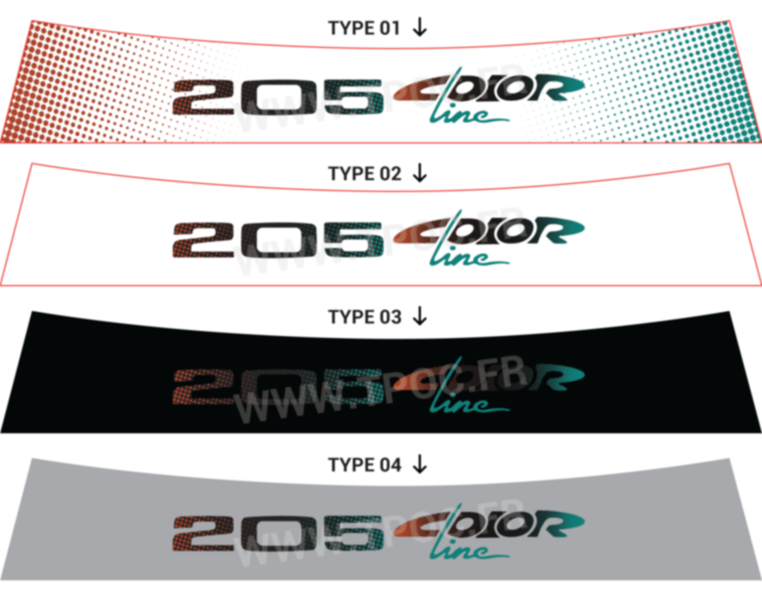 Bandeau pare-soleil Peugeot 205 Color line