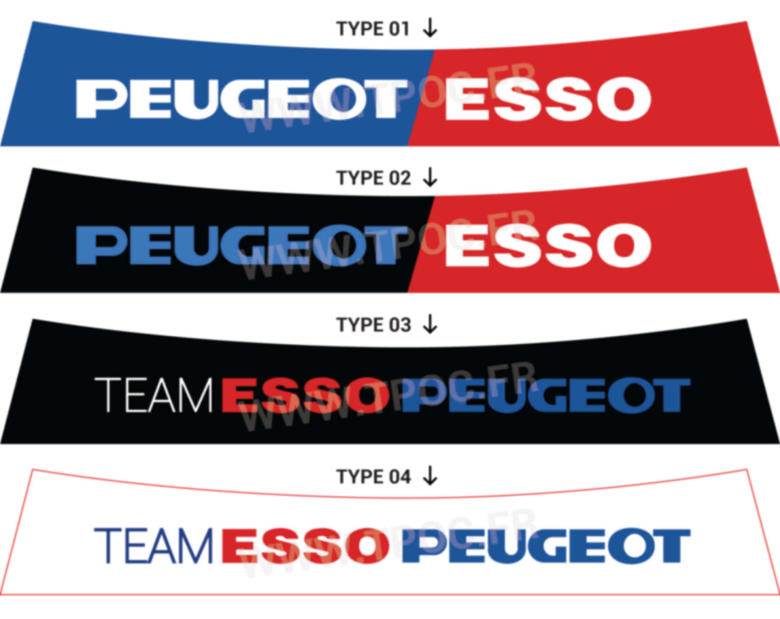 Autocollant bandeau pare-soleil Peugeot 205 ESSO
