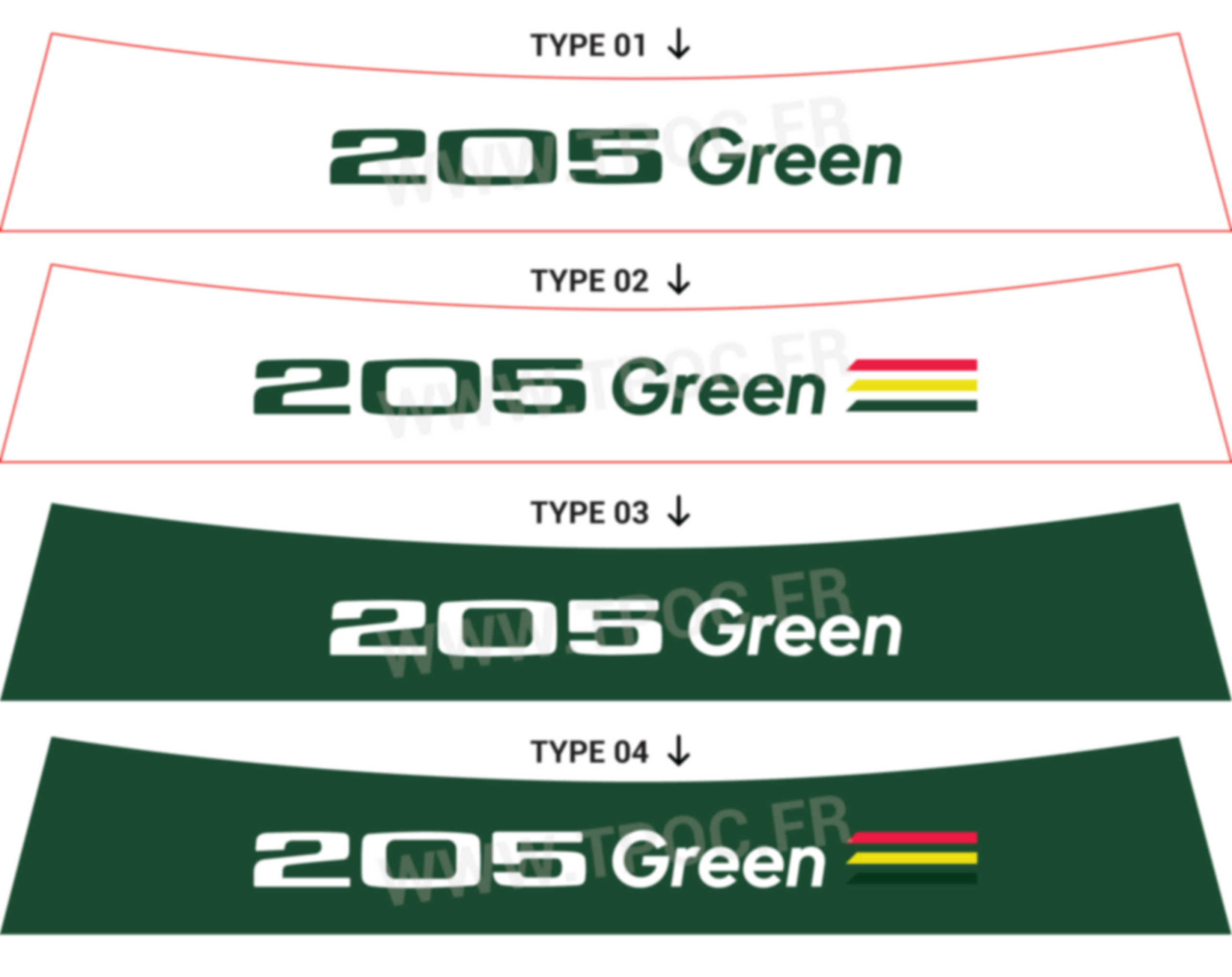 Autocollant Bandeau pare-soleil Peugeot 205 Green
