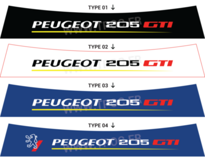 Bandeau pare-soleil Peugeot 205 GTI bande jaune