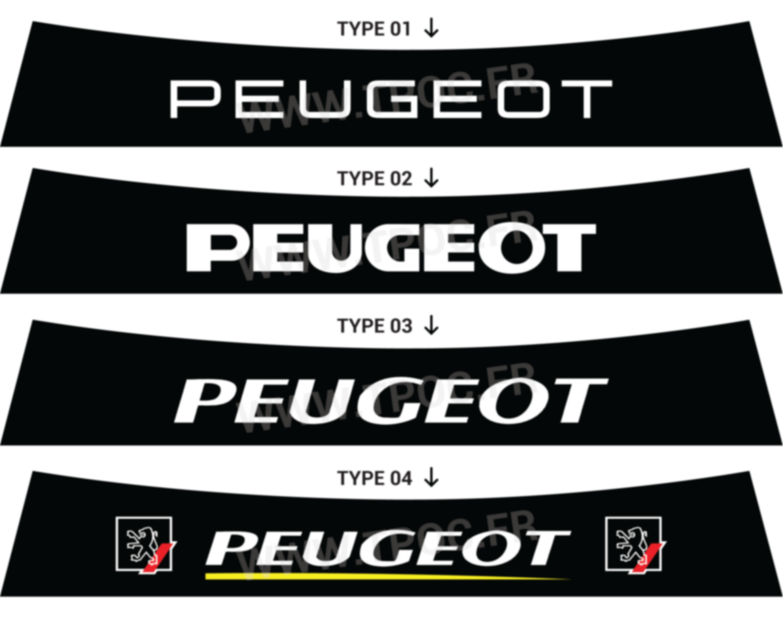 Bandeau pare-soleil Peugeot classique 205 autocollant racing noir