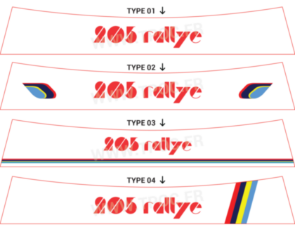 Bandeau pare-soleil autocollant Peugeot 205 rallye