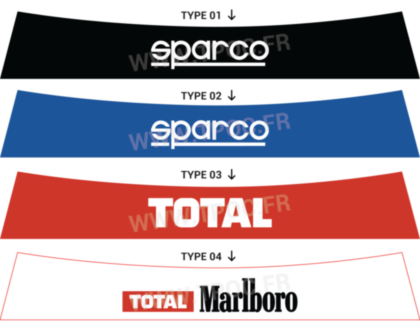 Bandeau pare-soleil autocollant Peugeot 205 sparco total marlboro