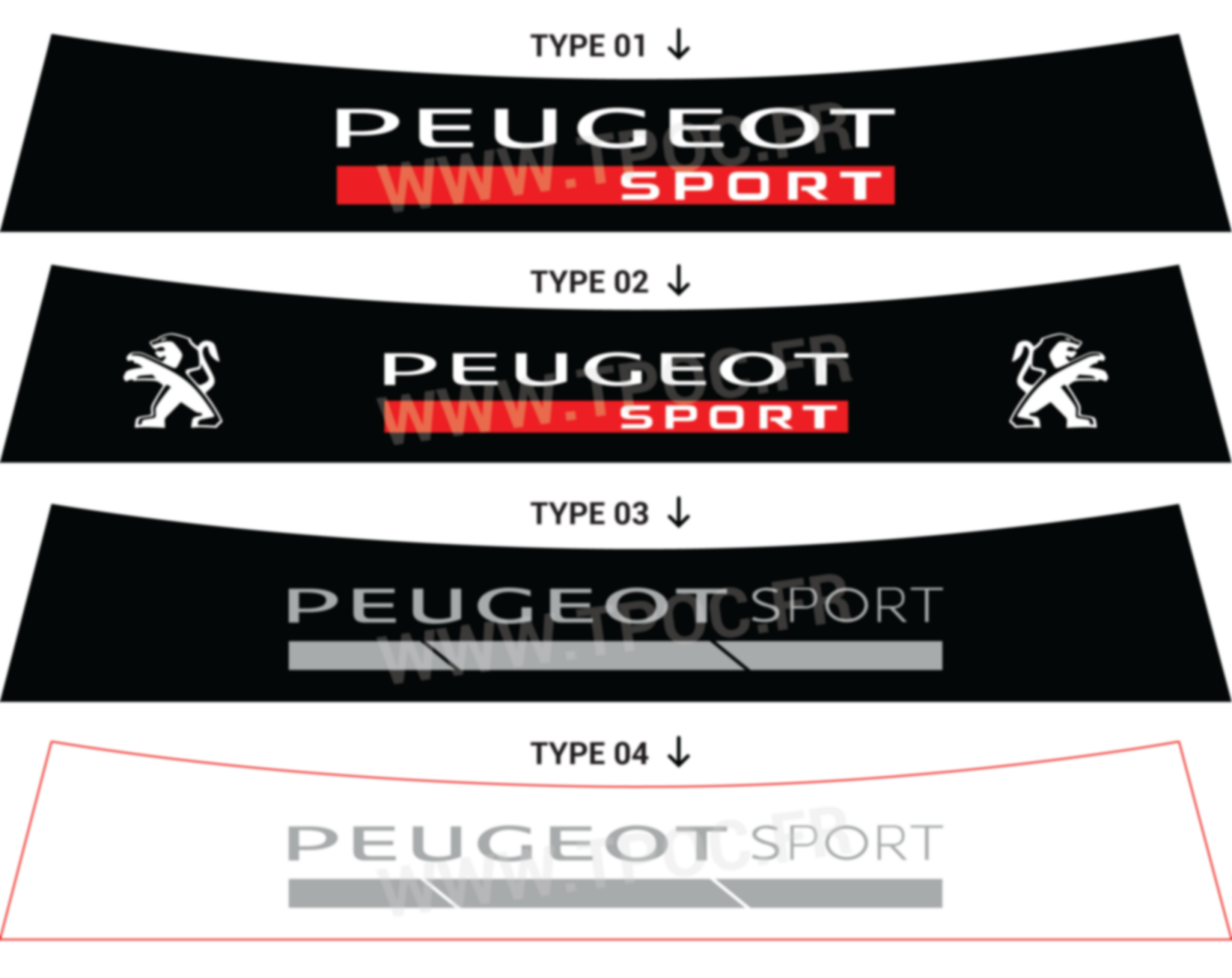 Bandeau pare-soleil autocollant Peugeot sport 205 Rallye GTI classique