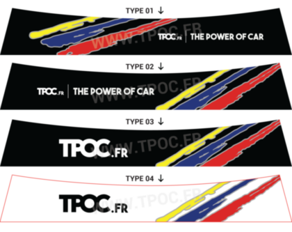 Bandeau pare-soleil autocollant Peugeot 205 TPOC.FR THE POWER OF CAR style pts
