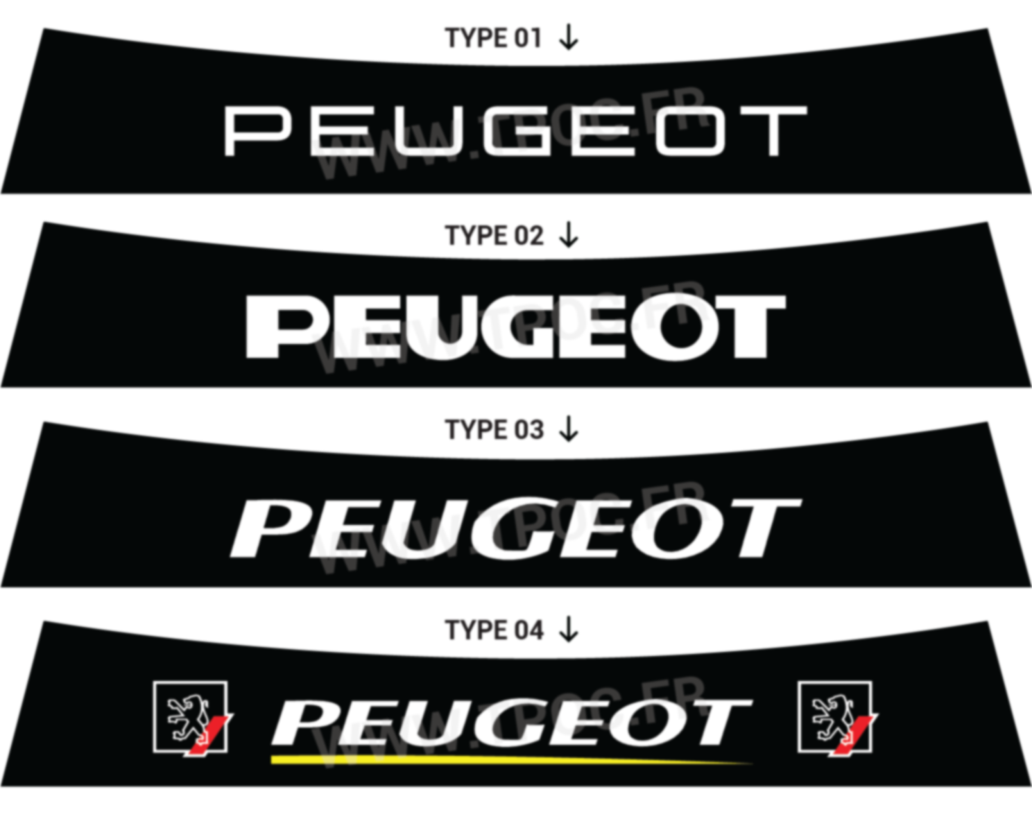 Bandeau pare-soleil Peugeot 106 logo Peugeot noir