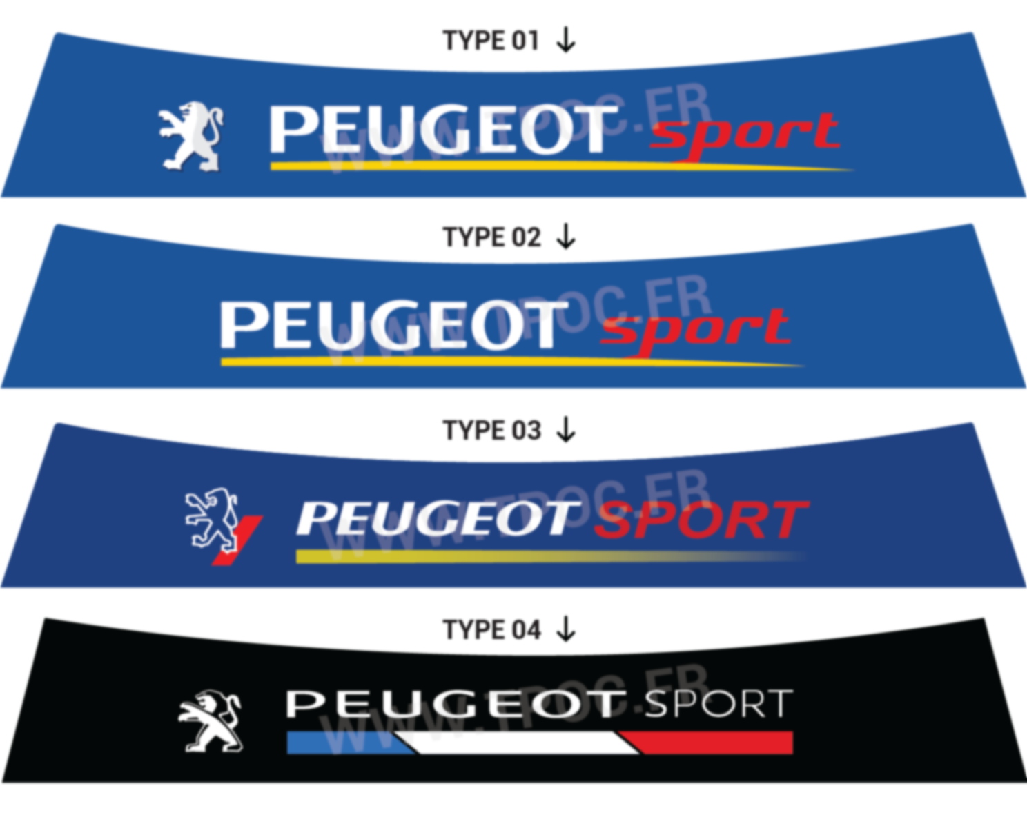 Bandeau pare-soleil Peugeot 106 logo Peugeot blanc bleu