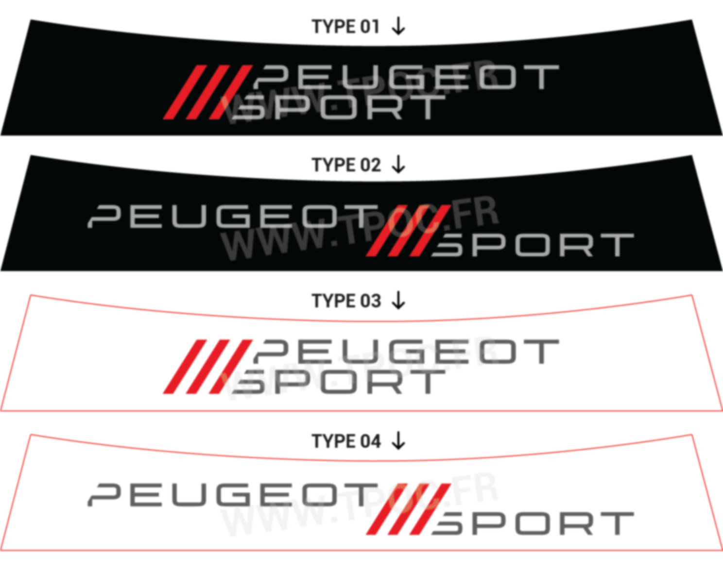Bandeau pare-soleil Peugeot 106 Peugeot Sport rouge moderne