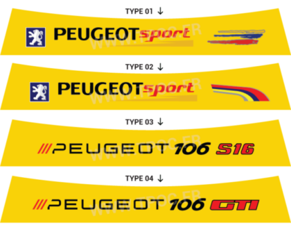 Bandeau pare-soleil Peugeot 106 Sport S16 GTI Rallye jaune